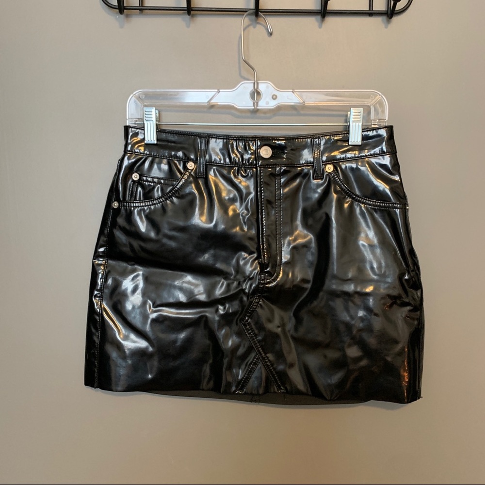 Topshop vinyl mini skirt